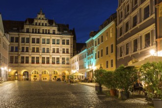 New town hall at Untermarkt by night, Görlitz, Saxony, Germany, Europe