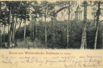 Historical postcard, picture postcard, Woltersdorfer Schleuse near Erkner, Brandenburg, Germany,