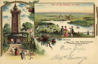 Historical postcard, picture postcard, Woltersdorfer Schleuse, Kranichberge, Brandenburg, Germany,