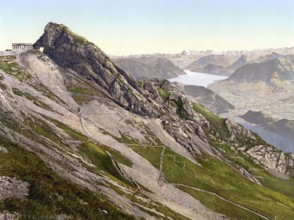 View towards Glarnisch, Pilatus, Switzerland, Historical, digitally restored reproduction from a