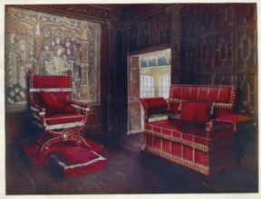 Furniture around the turn of the century 1900, Upholstered chair and couch with adjustable ends