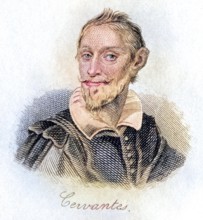 Iguel Saavedra de Cervantes, 1547-1616, Spanish writer, Historical, digitally restored reproduction