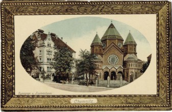 The Chemnitz Synagogue, c. 1905, postcard, Saxony, Germany, digitally enhanced reproduction from a