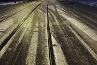 Slippery roads, winter, Germany, Europe