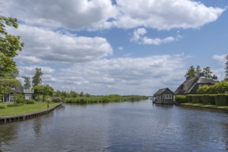 Waterway in the Weerribben National Park, province of Overijssel, Netherlands