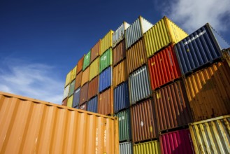 Container, Dornstadt loading station near Ulm, Baden-Württemberg, Germany, Europe