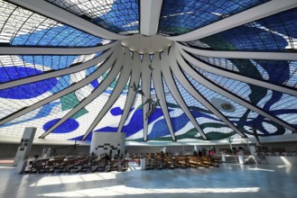 Interior of Roman Cathedral of Brasilia or Metropolitan Cathedral of Our Lady of Aparecida,
