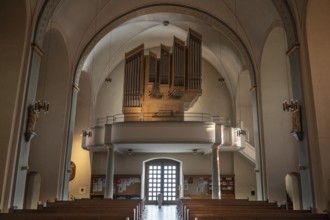 Organ loft of the Church of St John the Baptist, Siegen, North Rhine-Westphalia, Germany, Europe