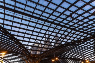 Cologne Central Station, glass roof, Cologne Cathedral, Cologne, North Rhine-Westphalia, Germany,