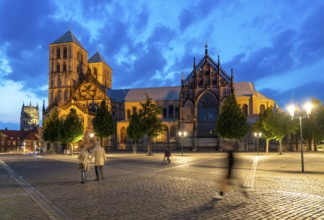 Historic old town, St Paul's Cathedral on the market square, medieval Romanesque cathedral, tower