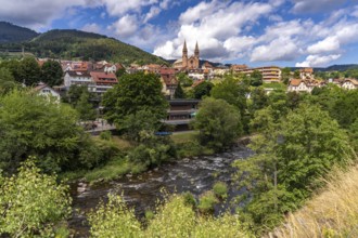 The river Murg and Forbach, Murg Valley, Black Forest, Baden-Württemberg, Germany, Europe