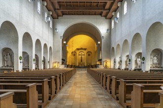 Interior of the monastery church of Münsterschwarzach Abbey in Schwarzach am Main, Bavaria,