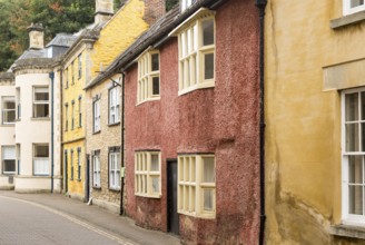 Historic row of houses in Patford Street, Calne, Wiltshire, England, UK