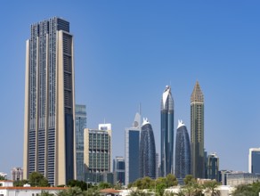 Dubai, Downtown skyscrapers and Sheik Zayed Road, United Arab Emirates, Middle East, Asia
