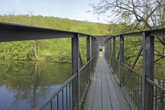 Iron footbridge over the Glan, pedestrian bridge, river, landscape, steel construction, steel