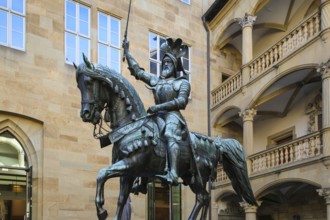 Equestrian statue of Count Eberhard im Bart, Eberhard I, Duke, bronze statue, public art, large