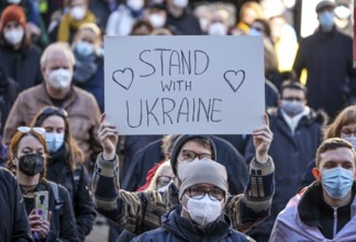 Wesel, North Rhine-Westphalia, Germany, Demonstration against Putin's war in Ukraine. Peace