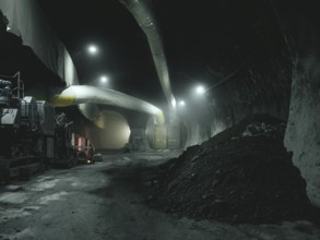 Debris in a tunnel section in construction lot H41, Brenner Base Tunnel, Zenzendorf, Tyrol,