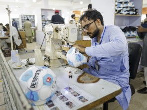 Anwar Khawaja Industries PVT. LTD produces footballs for the Bundesliga, among others. Sialkot, 23