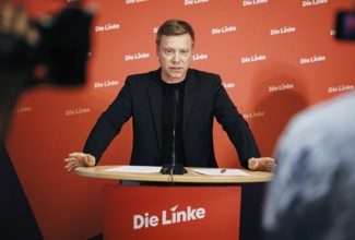 Martin Schirdewan, Chairman of the Left Party, recorded at a press conference in Berlin, 19 August