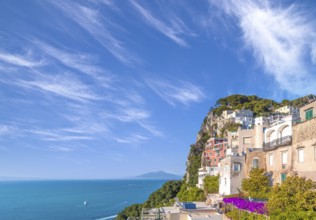 Italy, scenic views of Capri from boat cruise around the island, Europe
