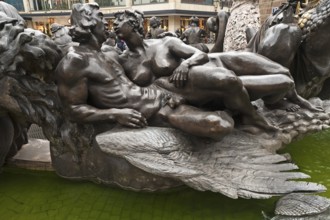 Detailed view of the fountain Das Ehekarussell by sculptor Jürgen Weber, erected in 1984, also
