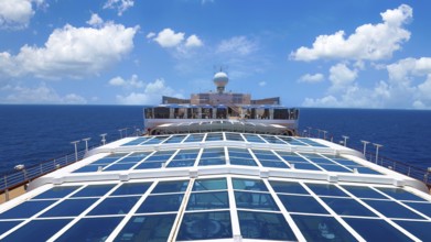 Sailing luxury cruise ship on vacation heading to Panama Canal for scenic crossing