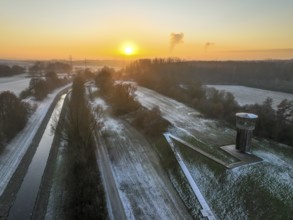 Recklinghausen, Castrop-Rauxel, North Rhine-Westphalia, Germany, EMSCHERLAND winter landscape, here