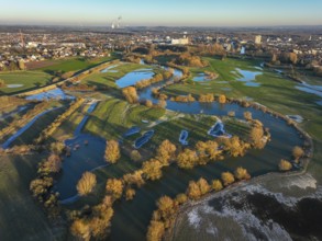 Lünen, North Rhine-Westphalia, Germany, flood on the Lippe, river in the Ruhr area, the fields, the