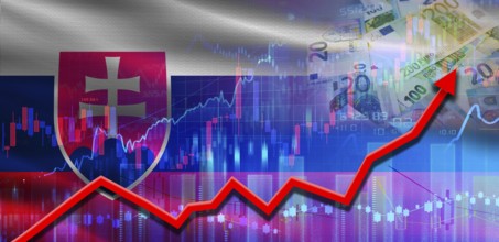Slovakia financial growth on market graph. Slovakia economic growth on financial graph