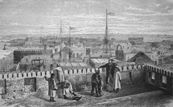 View of Zanzibar, Tanzania, Africa, in 1880, Historical, digital reproduction of an original from