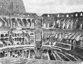 Amphitheatre, interior of the Colosseum in Rome, Italy, 1885, Historical, digital reproduction of