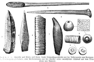 Archaeological finds from the Grotte d'Aurignac, Département Haute-Garonne, tools made of stone and