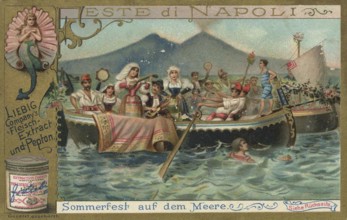 Picture series Feste di Napoli, summer festival on the sea, Naples, Italy, Liebig picture,
