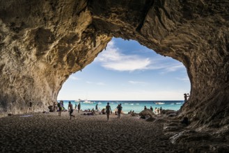 Cave and beach, Cala Luna, Gulf of Orosei National Park, Parco Nazionale del Gennargentu e del