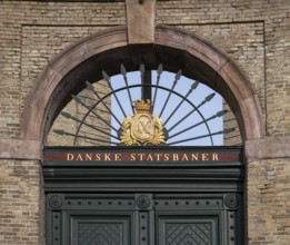 Entrance, Sølvgade Kaserne, former headquarters of the Danish State Railways, Copenhagen, Denmark,
