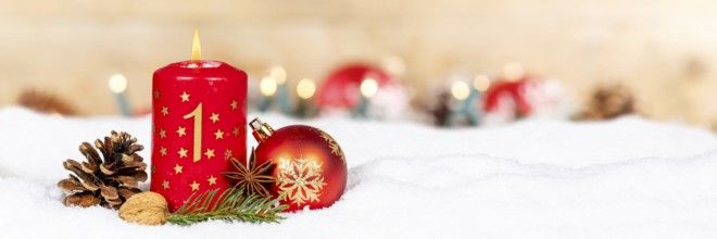 First 1st Advent with candle Christmas decoration Christmas decoration banner Christmas card for
