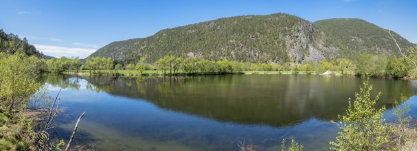 Panorama of the Suldal river, famous salmon river in the Ryfylke region, southern Norway