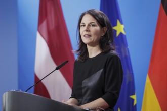 Annalena Bärbock (Alliance 90/The Greens), Federal Foreign Minister, at a press conference at the