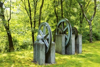 Exhibits on the open-air grounds of the Altenberg Mining Museum, Altenberg, Altenberg, Saxony,