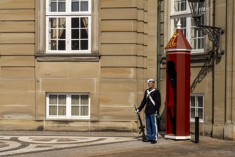 Guard at Amalienborg Palace in Copenhagen, Denmark, Europe