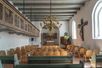 Interior of St Vincent's Church in Odenbüll, Nordstrand peninsula, North Friesland district,