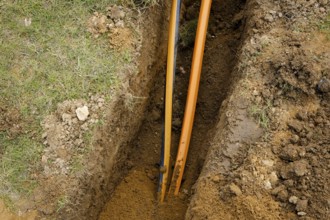 Rheinbach, North Rhine-Westphalia, Germany - Internet broadband expansion, construction site for