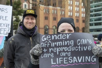 Lansing, Michigan USA - 5 February 2025 - People rally at the Michigan state capitol to oppose