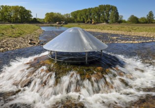 Haltern, North Rhine-Westphalia, Germany, flood protection on the River Lippe. Groundwater from the