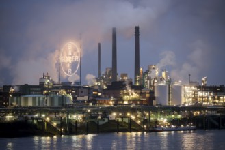 Leverkusen, North Rhine-Westphalia, Germany - Bayer Chempark Leverkusen, the Bayer Cross logo of
