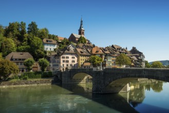 Village view with Rhine, Laufenburg, High Rhine, Black Forest, Baden-Württemberg, Germany, Europe