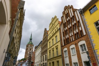 The historic old town of Stralsund, UNESCO World Heritage Site, towers of St Nicholas' Church,