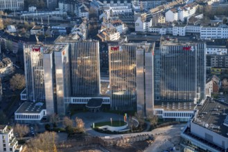 View over the city centre of Düsseldorf, RWI4 building complex, North Rhine-Westphalia, Germany,