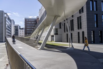The Parkbruk, cycle and pedestrian bridge in the city centre of Antwerp, crosses a multi-lane city